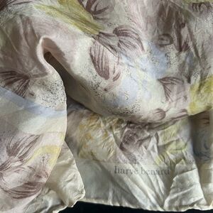 Harve Benard Cream Floral Silk Scarf with Pastel Accents classic 34” square